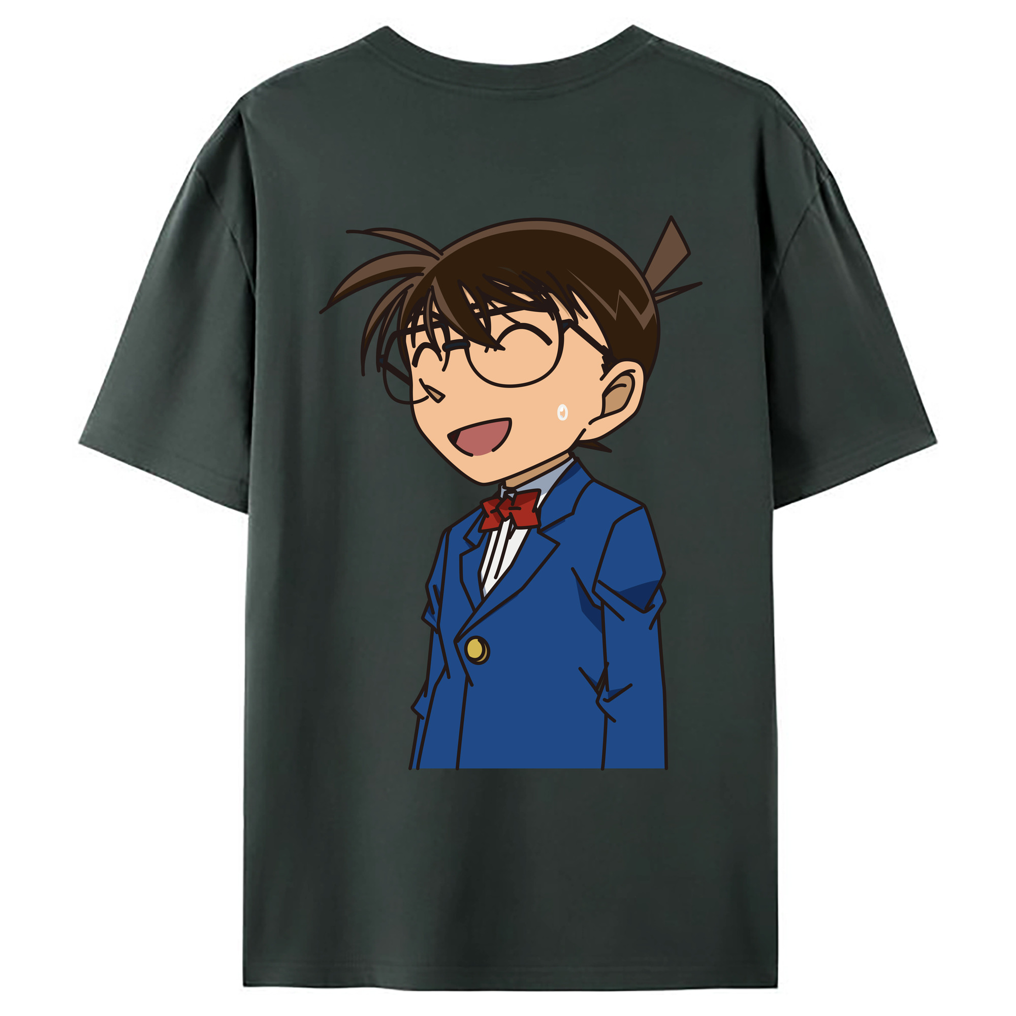 （画像用） 名探偵コナン 江戸川 コナン Detective Conan Conan Edogawa 綿100％ メンズ半袖Tシャツ（バックプリント） 通気性